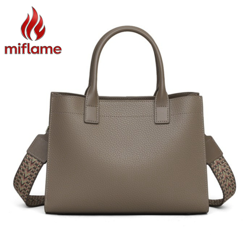 Structured Handbag Top Handle - กระเป๋าหนังแท้ทรง Satchel สำหรับผู้หญิง กระเป๋าสะพายไหล่สำหรับเดินทาง พร้อมหูหิ้วด้านบน ไม่มีโลโก้