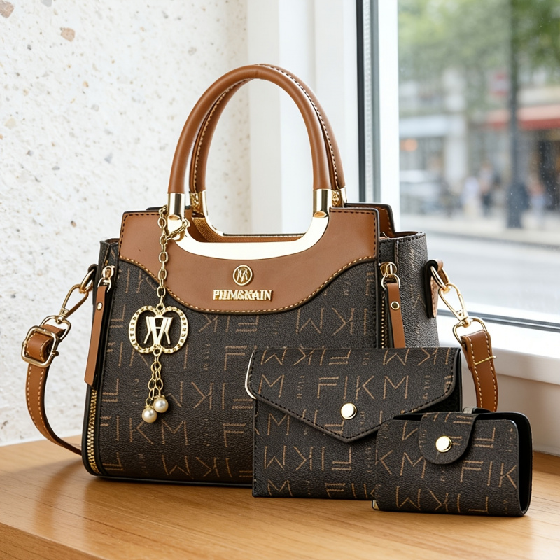 Luxury Bags & Leather Repair Of Atlanta - ชุดกระเป๋าพิมพ์ลายตัวอักษร 3 ชิ้น สไตล์หรูหรา คุณภาพสูง กระเป๋าแฟชั่นสำหรับผู้หญิง