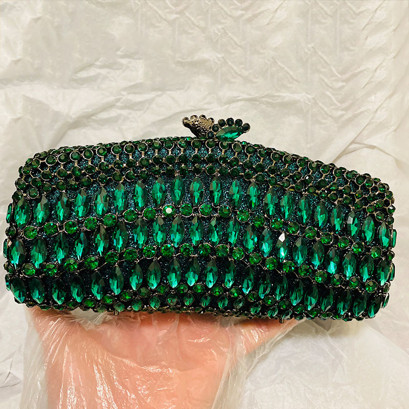Luxury Bags Green - หรูหราสีเขียว Rhinestone คลัทช์กระเป๋าผู้หญิงกระเป๋าอาหารค่ําอย่างเป็นทางการคริสตัลกระเป๋าถือสุภาพสตรีเพชรอย่างเป็นทางการกระเป๋า