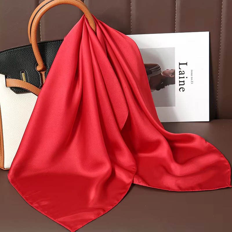 Luxury Bags Office - ผ้าพันคอไหมสีพื้นหรูหรา ผ้าซาตินเนื้อนุ่มสำหรับผู้หญิง ใช้เป็นที่คาดผม ผ้าคลุมไหล่ ผ้าคลุมศีรษะ ผ้าพันคอสำหรับใส่ทำงาน