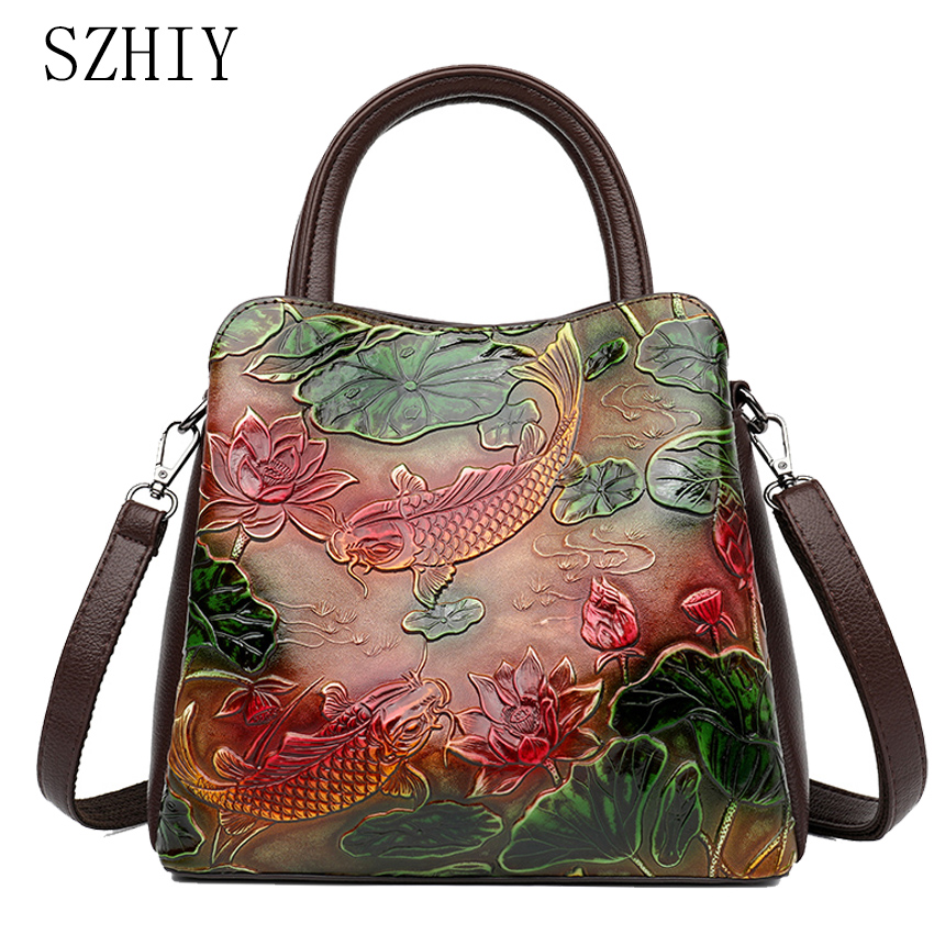 Luxury Bags Medium Size - Retro กระเป๋าถือผู้หญิงไหล่กระเป๋าออกแบบหรูหรา 3D พิมพ์กระเป๋าถือของขวัญสํานักงานขนาดกลาง Multi Pocket