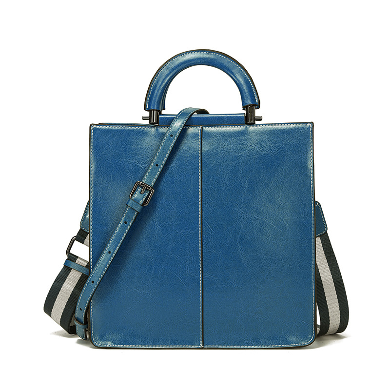 Luxury Bags Quiet - กระเป๋าโท้ทหนังแท้สำหรับผู้หญิง กระเป๋าทำงานหนังเคลือบแว็กซ์ พร้อมหูหิ้วด้านบน สายสะพายถอดได้ ไม่มีโลโก้ ดีไซน์เรียบหรู