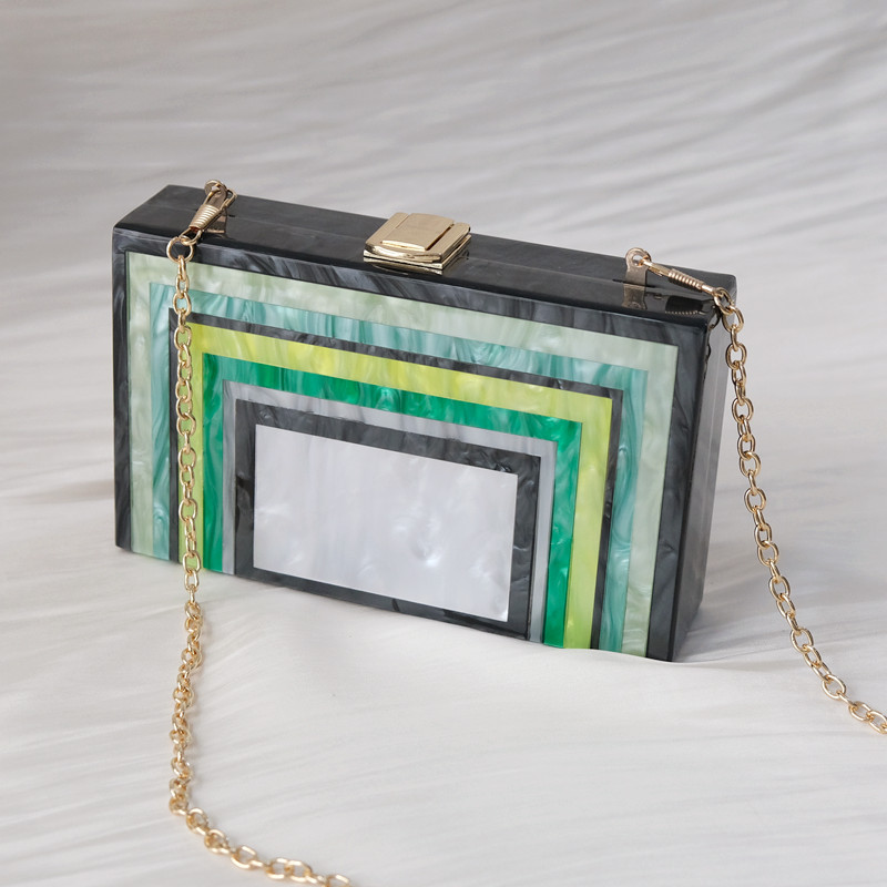 Luxury Bags Green - ใหม่อินเทรนด์กระเป๋าถือแฟชั่นผู้หญิงกระเป๋าสีเขียวลายอะคริลิคหรูหรากระเป๋าผู้หญิงน่ารักงานแต่งงานกล่องกระเป๋าคลัทช์ Vintage