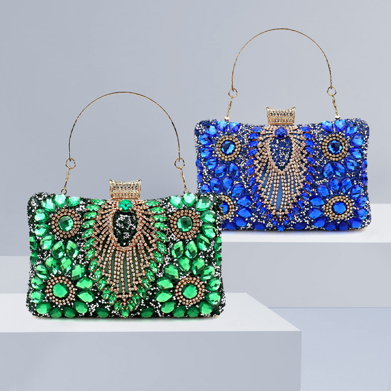 Luxury Bags Green - หรูหราสีเขียวพู่คลัทช์กระเป๋าผู้หญิงเพชรกระเป๋าสตางค์ขนาดเล็กไหล่กระเป๋าถืองานแต่งงาน Elegant ผู้ถือ