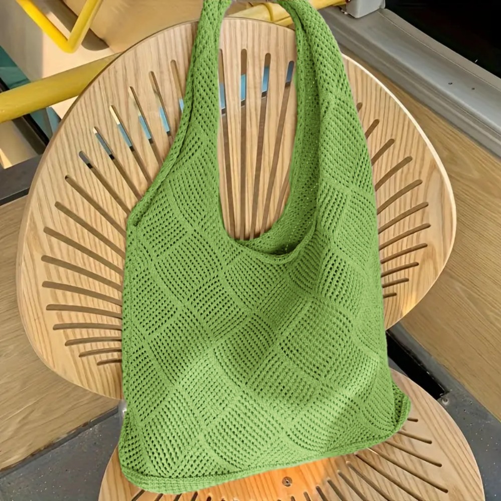 Luxury Beach Bags Ysl - กระเป๋าถือโครเชต์ดีไซน์ทันสมัย ​​สีทึบ สไตล์โบฮีเมียน กระเป๋าเดินทาง กระเป๋าช้อปปิ้งความจุขนาดใหญ่ อุปกรณ์ชายหาด