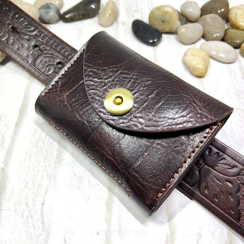 Key Holder Leather Pouch - Blongk กระเป๋าคาดเอวขนาดเล็กแพ็คเข็มขัดสานขนาดเล็กหนังแท้ Fanny-กระเป๋าใส่การ์ดกระเป๋าสตางค์เคสกุญแจรถยนต์ dompet koin ผู้ชาย3618