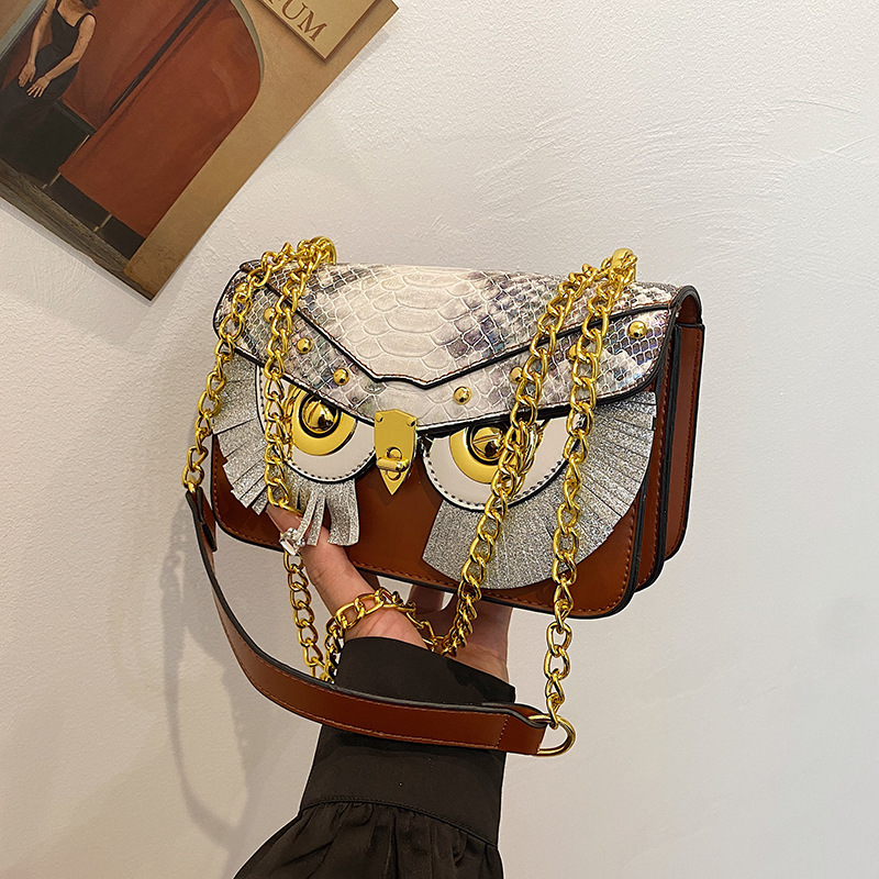 Luxury Bags Medium Size - กระเป๋าถือผู้หญิงดีไซน์หน้ากากนกฮูกสุดหรู ขนาดกลาง วัสดุ PU นุ่ม สไตล์สตรีทแฟชั่น