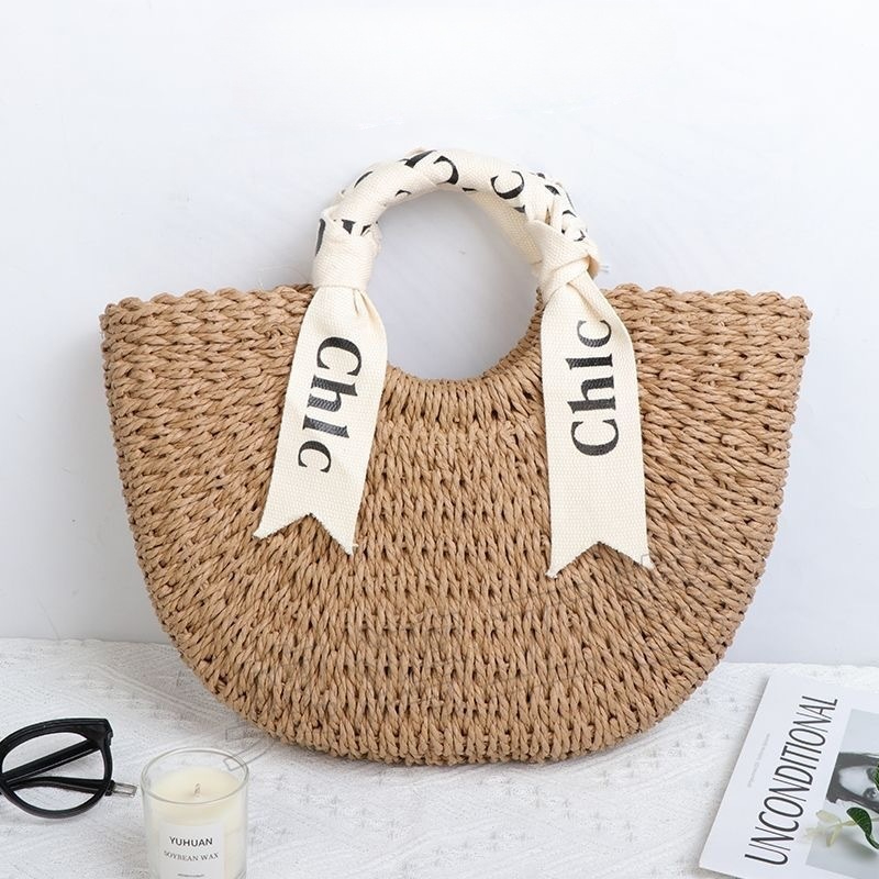 Luxury Beach Bags Ysl - กระเป๋าถือสานทรงครึ่งวงกลม ขนาดใหญ่ สะพายข้างได้ 2-in-1 กระเป๋าแฟชั่นสำหรับผู้หญิง เหมาะสำหรับไปเที่ยวทะเล