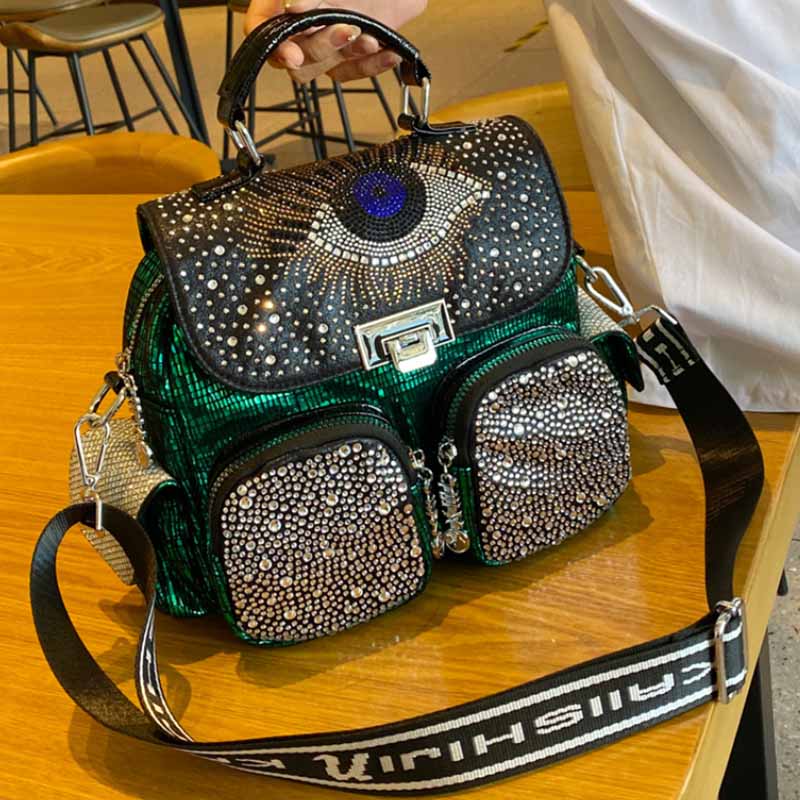 Luxury Bags Brand - กระเป๋าเป้ของผู้หญิงแฟชั่นความจุขนาดใหญ่กระเป๋าสะพายบ่าเพชร PU หนังกระเป๋าเป้สะพายหลัง Tas Sekolah Anak