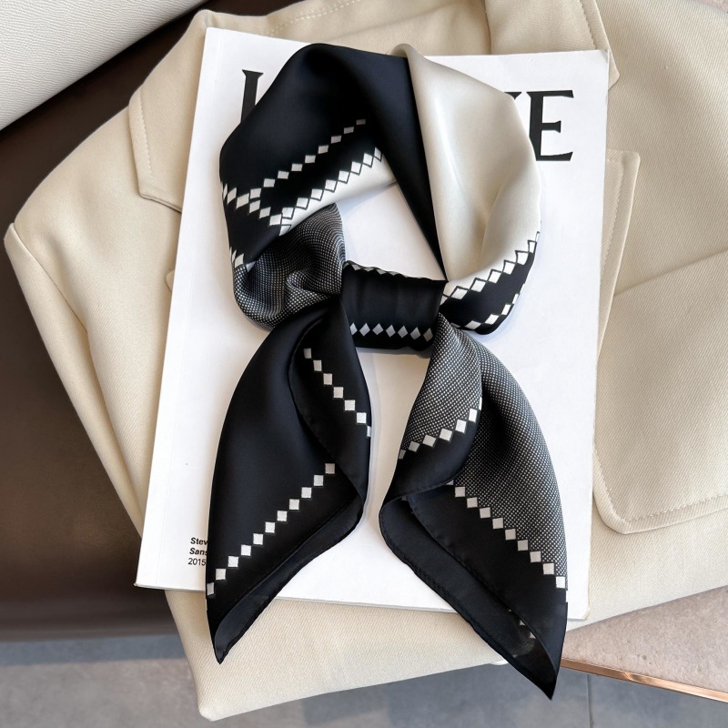Luxury Bags Office - ใหม่หรูหรารูปแบบม้าผ้าไหมผ้าพันคอสแควร์สตรีซาติน Hairband Neckerchief สํานักงาน Hijab แถบคาดศีรษะ