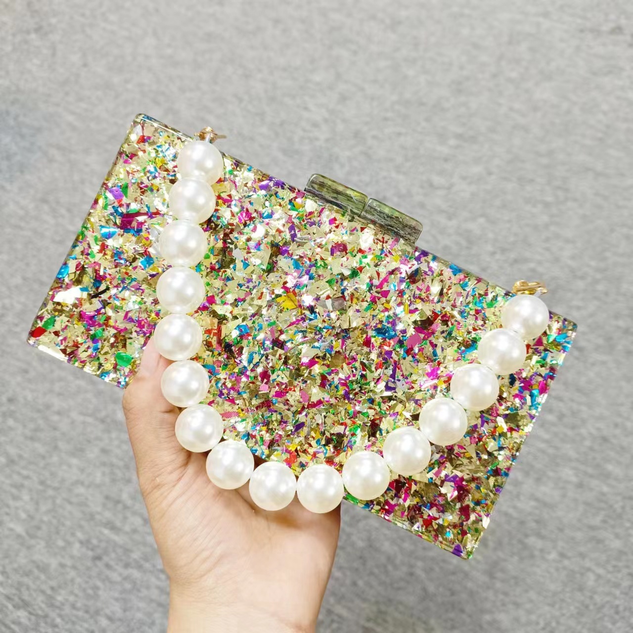 หรูหราอะคริลิคลูกปัดคลัทช์กระเ - Luxury Bags Green บทวิจารณ์และราคา