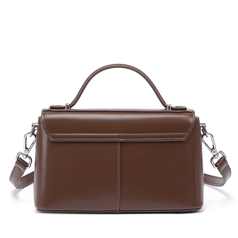กระเป๋าถือหนังสีน้ำตาลทรงแข็งส - Structured Handbag Top Handle บทวิจารณ์และราคา
