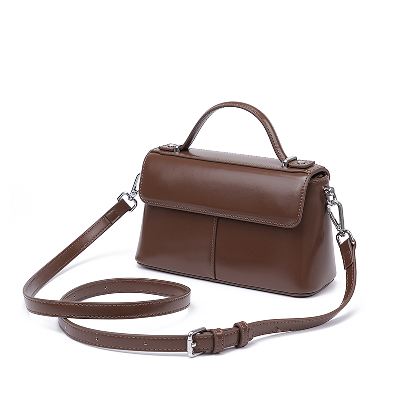 กระเป๋าถือหนังสีน้ำตาลทรงแข็งส - Structured Handbag Top Handle บทวิจารณ์และราคา