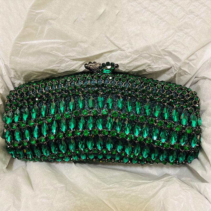 หรูหราสีเขียว Rhinestone คลัทช - Luxury Bags Green บทวิจารณ์และราคา