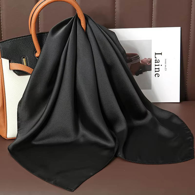 ผ้าพันคอไหมสีพื้นหรูหรา ผ้าซาต - Luxury Bags Office บทวิจารณ์และราคา