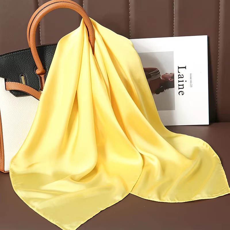 ผ้าพันคอไหมสีพื้นหรูหรา ผ้าซาต - Luxury Bags Office บทวิจารณ์และราคา