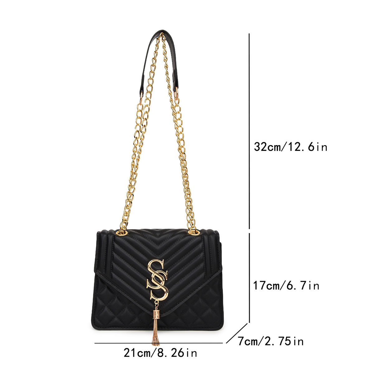 กระเป๋าสะพายไหล่ทรงสี่เหลี่ยมเ - Chain Crossbody Quilted บทวิจารณ์และราคา