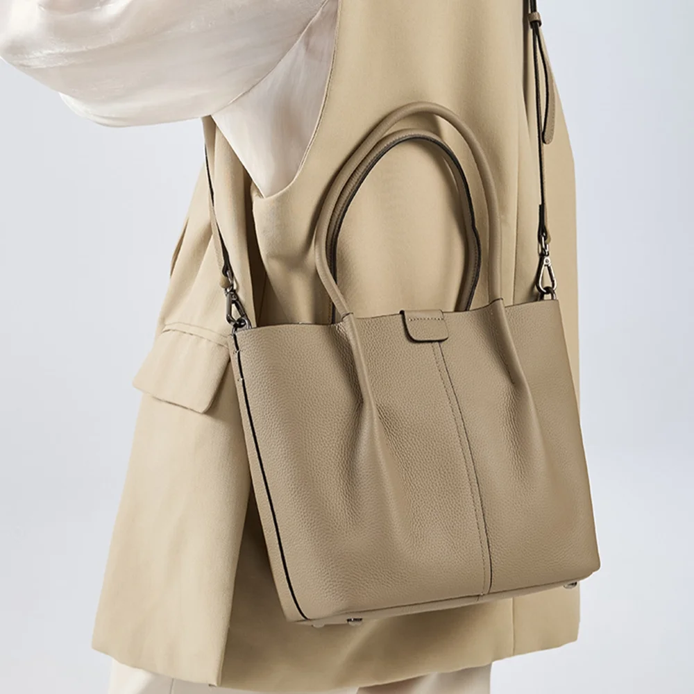 กระเป๋าสะพายไหล่หนังแท้คุณภาพส - Structured Handbag Top Handle บทวิจารณ์และราคา
