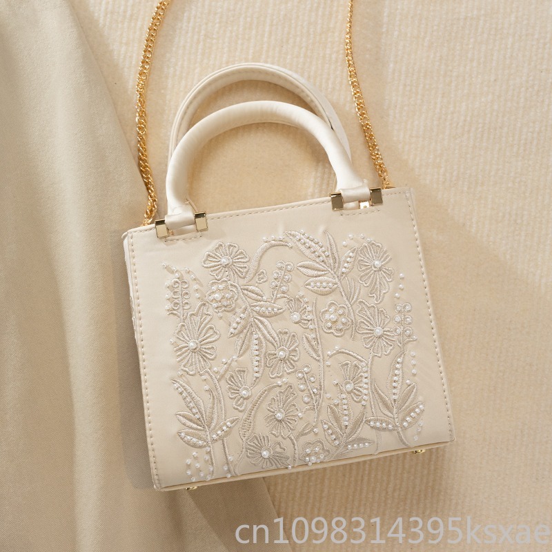 กระเป๋าถือปักลายมุกสไตล์วินเทจ - Structured Handbag Top Handle บทวิจารณ์และราคา