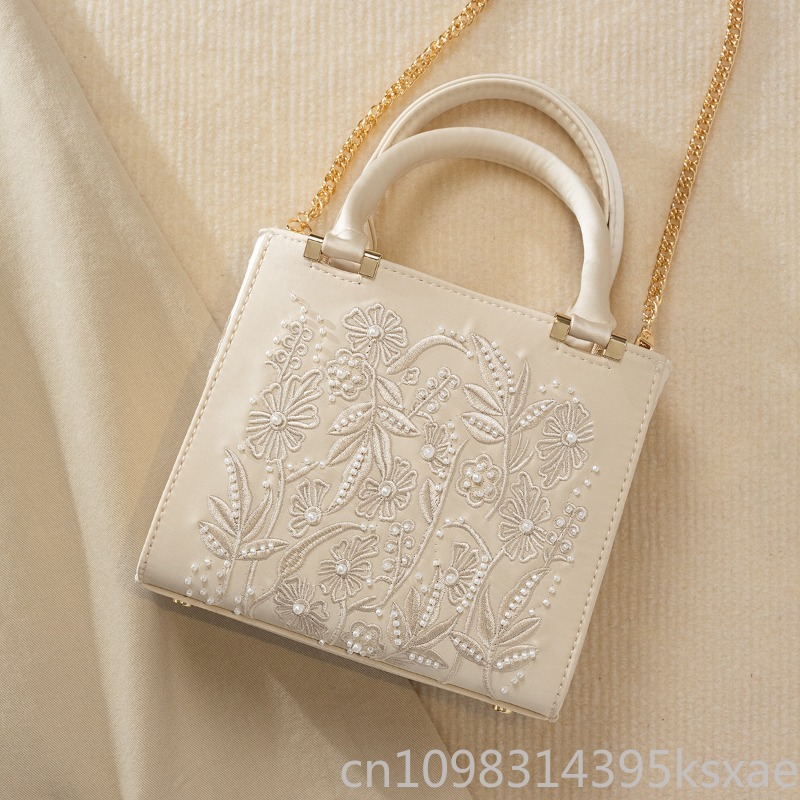 กระเป๋าถือปักลายมุกสไตล์วินเทจ - Structured Handbag Top Handle บทวิจารณ์และราคา