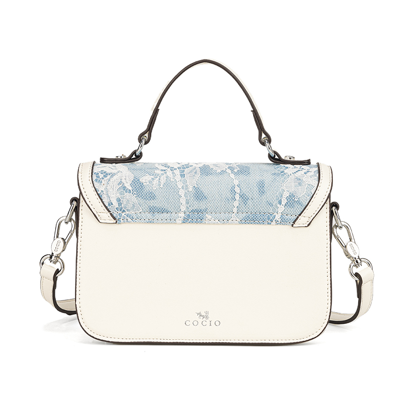 กระเป๋าถือผู้หญิงสีน้ำเงินขาว  - Structured Handbag Top Handle บทวิจารณ์และราคา