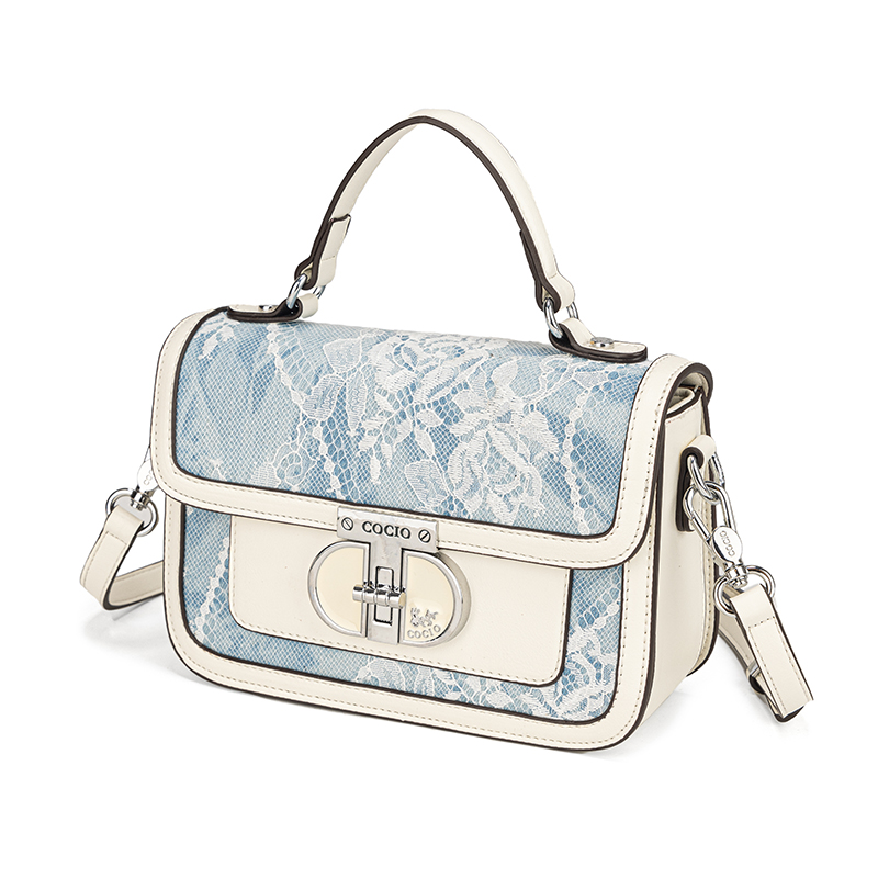 กระเป๋าถือผู้หญิงสีน้ำเงินขาว  - Structured Handbag Top Handle บทวิจารณ์และราคา