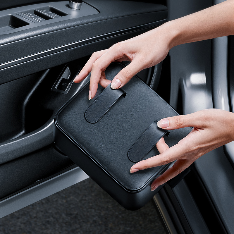 ประตูรถเก็บกระเป๋าแขวนถ้วยผู้ถ - Key Holder Leather Pouch บทวิจารณ์และราคา