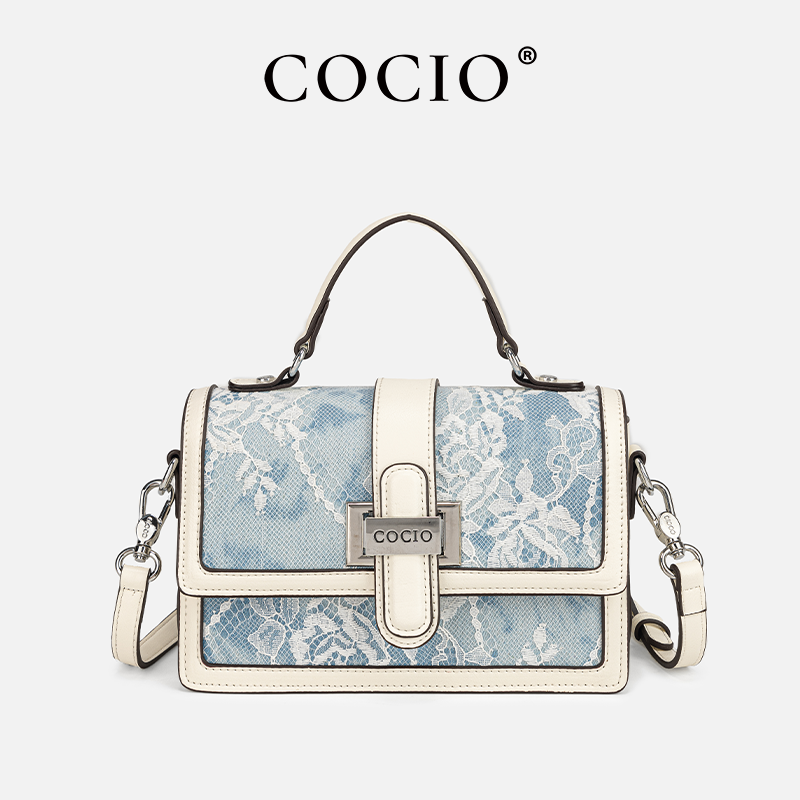 กระเป๋าถือลายงูสีน้ำเงินสำหรับ - Structured Handbag Top Handle บทวิจารณ์และราคา